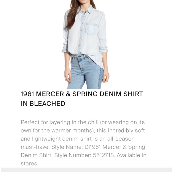 DL1961 PREMIUM MERCER & SPRING CHAMBRAY FRAYED ACCENT BUTTON UP SHIRT MEDIUM EUC - Picture 15 of 16